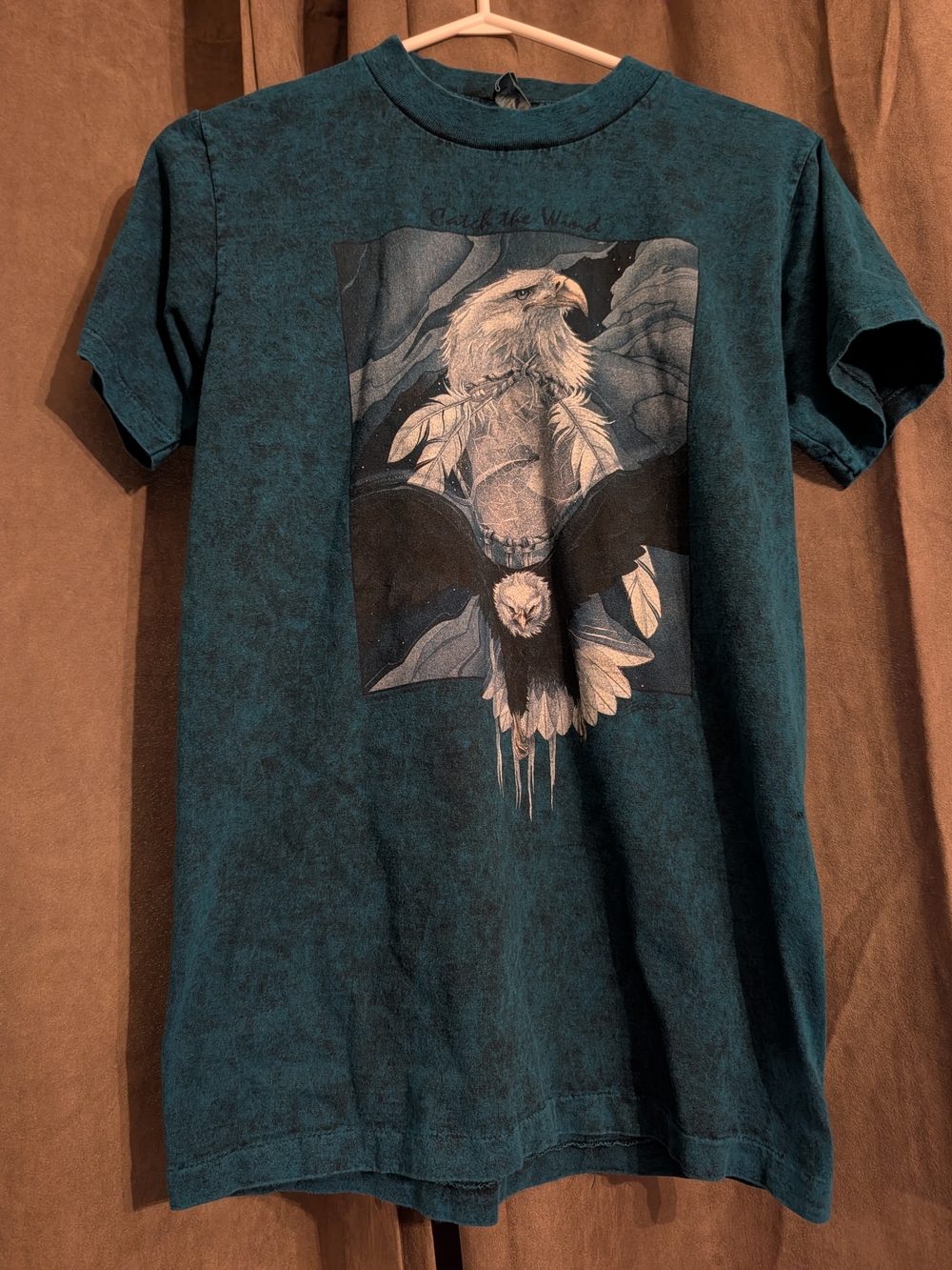 Vintage Teal Blue Eagle Graphic Short-Sleeve Tee
